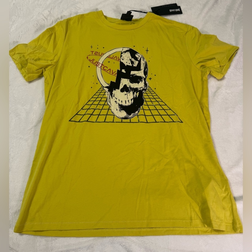 Just Cavalli Yellow Skull Women’s Graphic Tee